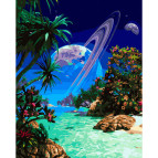 Картина раскраска по  номерам на холсте - 40*50см Никитошка GX40122 Пляж с видом на космос