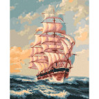Картина раскраска по  номерам на холсте - 40*50см Никитошка GX40141 Парусник на волне