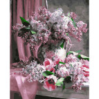 Картина раскраска по номерам на холсте - 40*50см Никитошка GX40151 Ваза с сиренью
