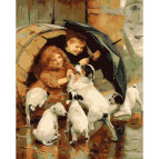 Картина раскраска по номерам на холсте - 40*50см Никитошка GX40156 Щенки