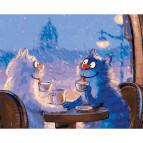 Картина раскраска по номерам на холсте - 40*50см Никитошка GX40187 Свидание синих котов