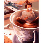 Картина раскраска по номерам на холсте - 40*50см Никитошка GX40221 Перерыв на кофе