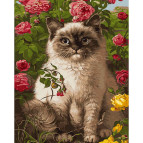 Картина раскраска по  номерам на холсте - 40*50см Никитошка GX40226 Котенок в цветах