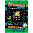 Картон цветной детский и бумага А4 8+12л. Kidis Gamers never sleep 13277