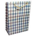 Пакет подарочный бумажный 21*27*9см крафтовый Клетка 3546