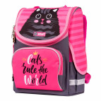 Рюкзак (ранец) школьный каркасный 1Вересня Smart 556515 Cat rules PG-11 34*26*14см