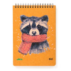 Блокнот на спирали А5 70л. Kirisketch эко крафт-картон 2мм Енот 11106