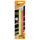 Карандаш графитный BIC Evolution Fluo HB с ластиком, 4 шт блистер 942053