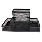 Подставка канцелярская металл сетка 205x105x100мм черная/серая 9125