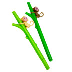 Ручка гелевая с насадкой Обезьянка на ветке ассорти, синяя №5186