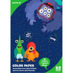 Бумага цветная детская А4 12л. двухсторонняя KITE мод 287 Jolliers K20-287