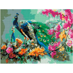 Алмазная живопись мозаика  по номерам на холсте 30*40см Никитошка EJ1071 Павлин в цветах