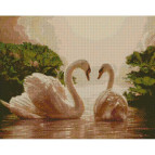 Алмазная живопись мозаика по номерам на холсте - 40*50см Идейка АМО7028 Пара лебедей