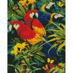 Алмазная живопись мозаика по номерам на холсте - 40*50см Идейка АМО7029 Разноцветные попугаи