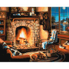 Алмазная живопись мозаика по номерам на холсте - 40*50см Идейка АМО7033 Возле камина