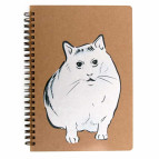 Блокнот на спирали А5 70л. Kirisketch эко крафт-картон 2мм Белый кот 11124