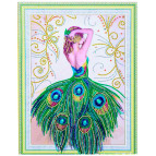 Алмазная живопись мозаика  по номерам на холсте 40*50см Лидер 223 Павлинье платье