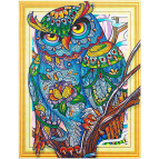 Алмазная живопись мозаика  по номерам на холсте 40*50см Лидер 025 Цветочный филин