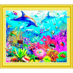 Алмазная живопись мозаика  по номерам на холсте 40*50см Лидер 085 Дельфины