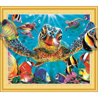 Алмазная живопись мозаика  по номерам на холсте 40*50см Лидер 047 Морская черепаха