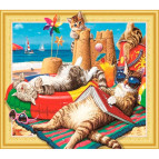Алмазная живопись мозаика  по номерам на холсте 40*50см Лидер 043 Котики на отдыхе