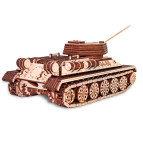 Деревянная сборная механическая 3D модель EVA Eco-Wood-Art TANK T-34 with glue 000051