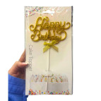 Топпер для торта Лидер Happy Birthday Микс золото и серебро №90800-3