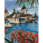 Алмазная живопись мозаика по номерам на холсте - 40*50см Идейка АМО7034 Волшебная Швейцария