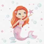 Картина раскраска по  номерам на холсте - 30*30см Идейка КН2381 Рыжая русалочка