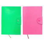 Блокнот А5 80л. Лидер кожзам с кнопкой 5902-3, ассорти неон
