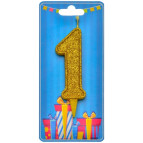 Свеча для торта Украина Цифра 1 золото