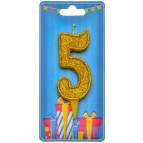 Свеча для торта Украина Цифра 5 золото