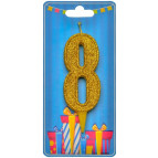 Свеча для торта Украина Цифра 8 золото