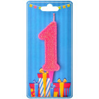 Свеча для торта Украина Цифра 1 розовая