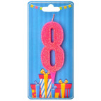 Свеча для торта Украина Цифра 8 розовая
