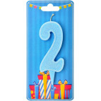 Свеча для торта Украина Цифра 2 голубая