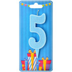 Свеча для торта Украина Цифра 5 голубая