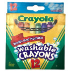 Мелки для рисования цветные Crayola 12 цв. восковые, смываемые 9012