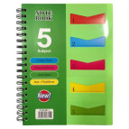 Тетрадь на спирали A5 120л. пластиковая обложка 6 разделов, цвет ассорти №8811-А5 в клетку