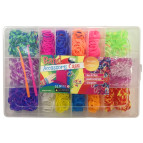 Набор для плетения резинками Rainbow Loom Bands 1100шт. + крючок +аксессуары 3*4