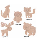 Заготовка для декорирования Rosa Talent (ДВП) набор 5шт Лесные звери-2 с магнитной лентой 289034