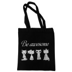 Сумка через плечо Экосумка-шопер чёрная Котики №801-15