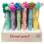 Карандаш простой вечный Лидер с ластиком 20235-2 с украшением, ассорти (долгопишущий)