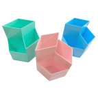 Подставка канцелярская пластиковая Лидер Фигурная, Ромб тройной 12*11,5см ассорти 6805