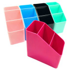 Подставка канцелярская пластиковая Лидер Тройная 11,5*6,5см ассорти 9008