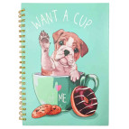 Тетрадь на спирали А4 100л твердая картонная обложка Щенок, в клетку 4100-4