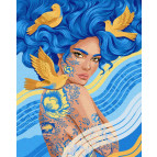 Картина раскраска по  номерам на холсте  - 40*50см Идейка КН2545 Птицы счастья