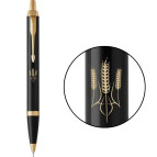 Ручка шариковая Parker 22032_T059y IM 17 Black GT Тризуб из колосьев.