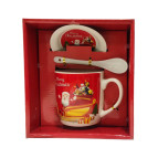 Набор Новогодний керамический Чашка 350мл, ложечка и блюдечко HK-1962