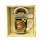 Набор Новогодний керамический Чашка 350мл, ложечка и блюдечко HK-2019